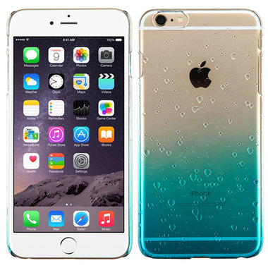 BLUE CLEAR APPLE IPHONE 6 PLUS WATER DROPS HARD COVER CASE - Click Image to Close